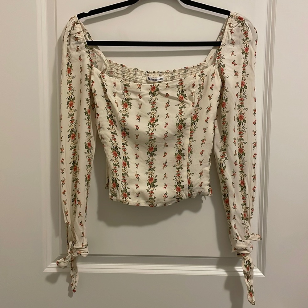 Reformation Ariana Top in Poppyseed Floral Size 4 - Picture 3 of 7